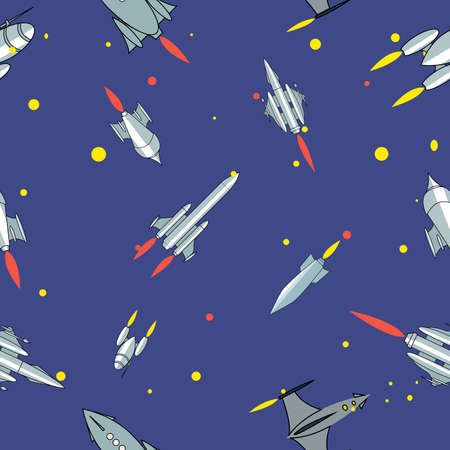 rocket seamless patternのイラスト素材