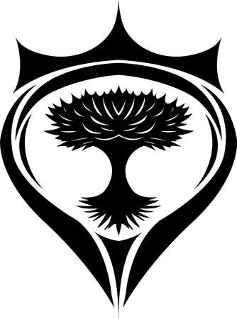 heraldic shield with the image of a treeのイラスト素材