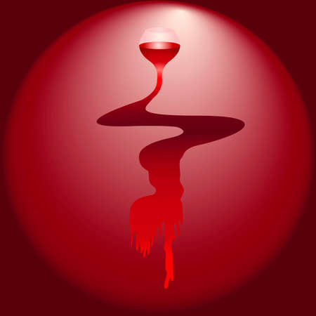 abstract background in the form of a glass and a stream of wineのイラスト素材