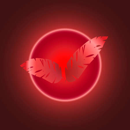 Vector illustration in the form of tropical leaves in dark red colorsのイラスト素材