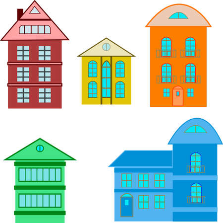 set of housesのイラスト素材