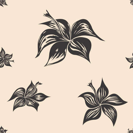 seamless floral pattern in the form of gray flowers on a light beige backgroundのイラスト素材