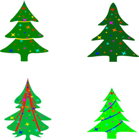 set of christmas treesのイラスト素材