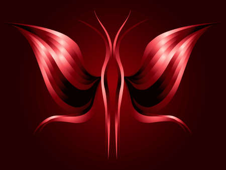 abstract pattern in the form of a fiery butterfly on a dark backgroundのイラスト素材