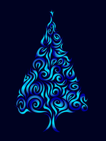 abstract christmas tree with snowflakesのイラスト素材