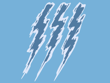 vector image of a stylized triple lightning bolt in blue tones for use in prints symbolizing...