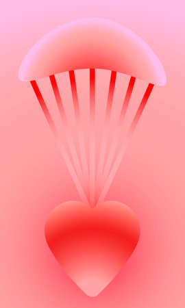 vector illustration for the holiday with the image of a heart descending with a parachuteのイラスト素材