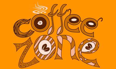 vector illustration depicting a stylized coffee zone label to indicate where coffee is brewedのイラスト素材