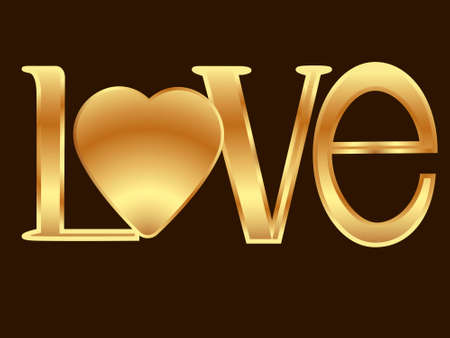 stylized inscription love is made in gold tones as a symbol of love and intimate relationshipsのイラスト素材