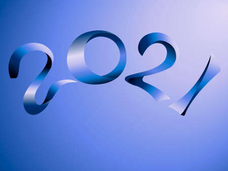 abstract vector image of digits 2021 as a symbol of the year in blue tones