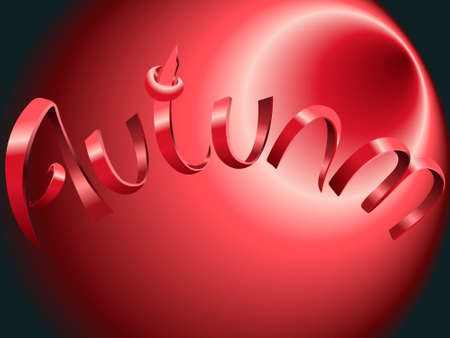 abstract image symbolizing autumn, with the inscription autumn on a dark red backgroundのイラスト素材