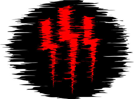 abstract vector pattern of three stylized lightning bolts in red on a black backgroundのイラスト素材