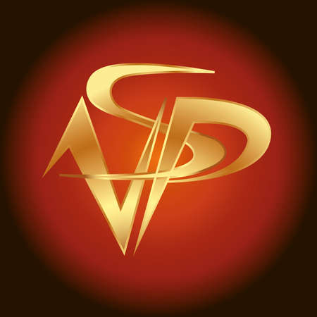 abbreviation of three letters VSP made in gold color on a burgundy backgroundのイラスト素材