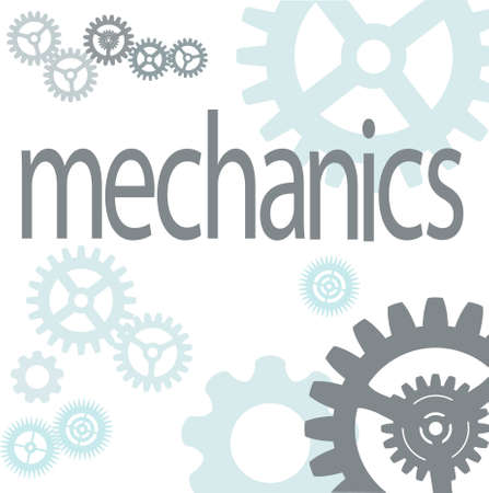 the inscription mechanic on the background of various gears vector illustration