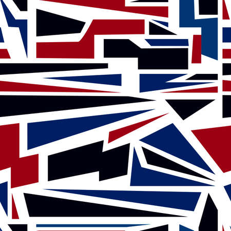 seamless abstract pattern of various red, blue and black shapes on a white backgroundのイラスト素材