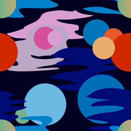 abstract seamless motley pattern consisting of circles and spots of different sizes for printing on fabric and wallsのイラスト素材