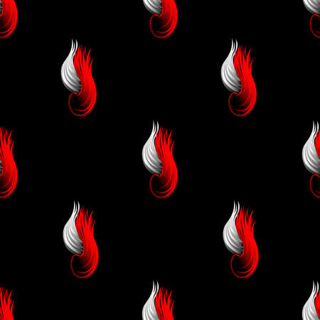 seamless abstract background with the image of tongues of flame of red and white shades on a black background for prints on fabrics, packaging, wallpaper and also for interior decorationのイラスト素材