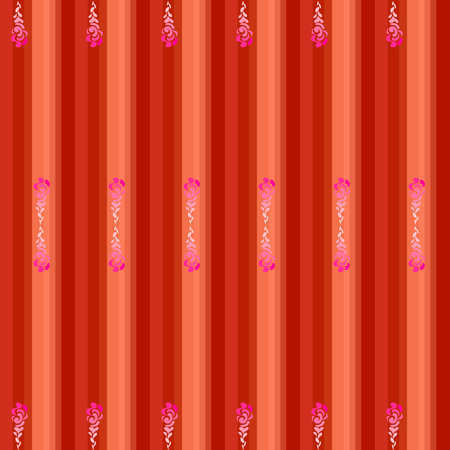 seamless pattern of vertical lines in orange shades with pink ornaments for prints on notebook covers, fabrics, curtains and also for interior decorationのイラスト素材