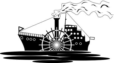 vector drawing of an old steamer for clothing prints and other illustrationsのイラスト素材