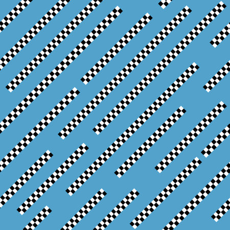 seamless pattern of oblique checkerboard stripes on a blue background for prints on fabrics,...