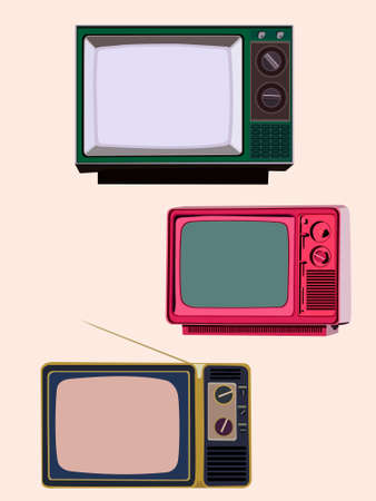 vector illustration depicting a set of old televisions for retro style illustration decoration, for...