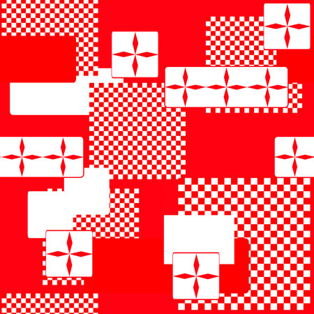 seamless abstract background in red and white tones in the form of squares and rectangles of different sizes for prints on fabrics, packaging, T-shirts, as well as for interior design elementsのイラスト素材