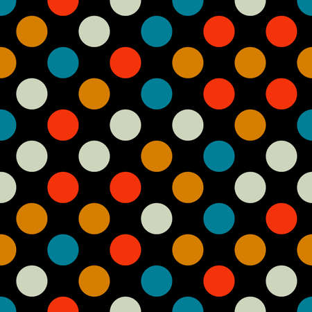 seamless pattern of multicolored circles on a dark background for prints on fabric, packaging, clothing, linen, as well as for interior decoration, covers and backgroundsのイラスト素材