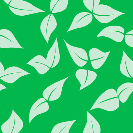 seamless abstract pattern of white leaves on a green background for prints on fabrics, clothes, packaging, wallpapers in an ecological styleのイラスト素材