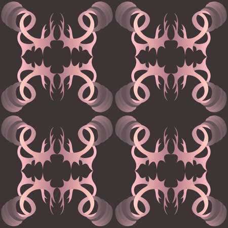 seamless pattern in the form of a symmetrical ornament in brown tones for prints on fabric, packaging, as well as for interiors and surfaces in a vintage styleのイラスト素材