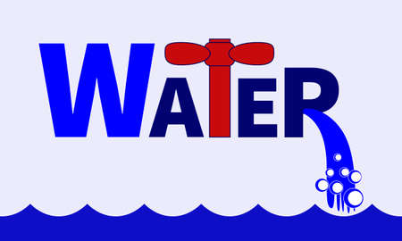 illustration with a stylized image of the word water for prints on stickers, banners, signs, flyers and for decoration of trade premisesのイラスト素材