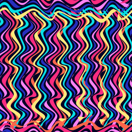 seamless abstract pattern of colored wavy lines for prints on fabrics, packaging, clothing and for interior decoration, covers, curtains, frames, ceramics, candy wrappersのイラスト素材