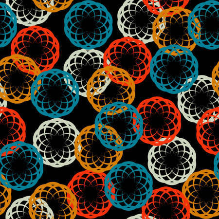 seamless colored pattern in the form of an ornament on a dark background for prints on fabrics,...