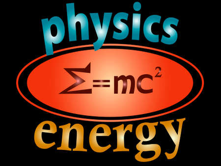 vector illustration depicting the physical formula of energy for prints on banners, posters and for interior decoration of classrooms and websitesのイラスト素材