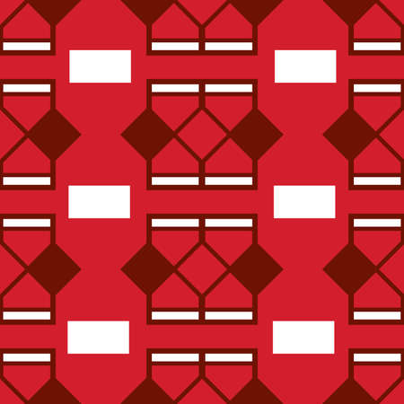 seamless pattern in the form of a geometric ornament in red, black and white tones for prints on fabrics, clothes, blankets, packaging, as well as for interior decoration in ethnic styleのイラスト素材