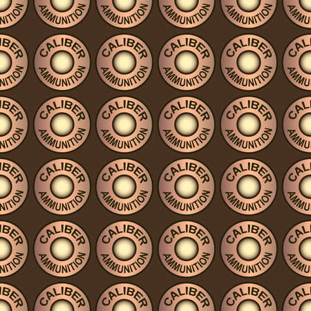seamless background with the image of cartridges in metallic shades for the design of packaging, covers, forms and interiors in military styleのイラスト素材