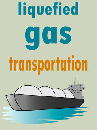vector illustration depicting a tanker for the transportation of liquefied gas for the design of illustrations and websites on the theme of the global supply of energy resourcesのイラスト素材