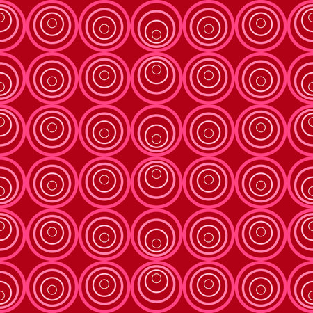 seamless vector pattern of eccentric rings in pink and burgundy colors for background design, interiors, packaging, postcards in trendy stylish shadesのイラスト素材