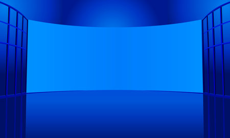 vector illustration depicting a stage in blue shades for interior design, podiums, frames and for making stage decorationsのイラスト素材