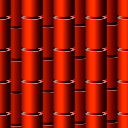 abstract seamless pattern of a three-dimensional image of cylindrical figures in red tones for prints on fabrics, packaging, banners and for interior design, stages, studios and clのイラスト素材