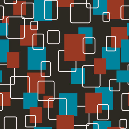 seamless abstract pattern of multi-colored squares on a dark background for prints on fabrics, banners, packaging and for interior designのイラスト素材