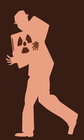 Silhouette of a man with a radioactivity. Vector illustrationのイラスト素材