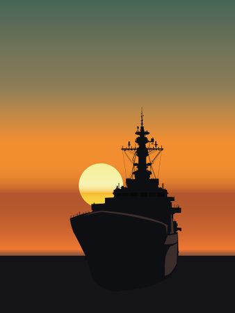 Military concept with ship design, vector illustration 10 eps graphic.のイラスト素材