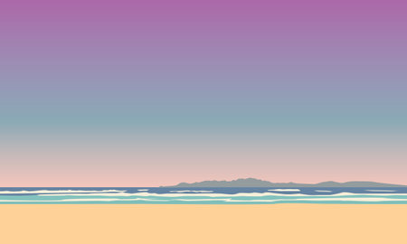 Beautiful sunset on the beach. Vector illustration for your design.のイラスト素材