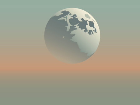 Illustration of a planet earth on a sunset background with space for text