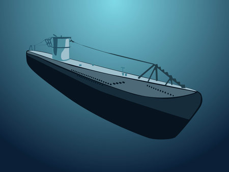 Boat. Vector illustration of a ship on a blue background.のイラスト素材