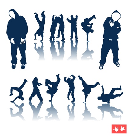 Raster Version. Hip-hop silhouette collection のイラスト素材