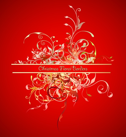 Decoration borders with curled flowers. Celebration Christmas background のイラスト素材