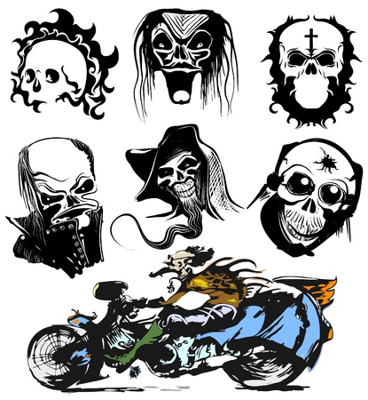 Skull motorcycle graffiti vector art のイラスト素材
