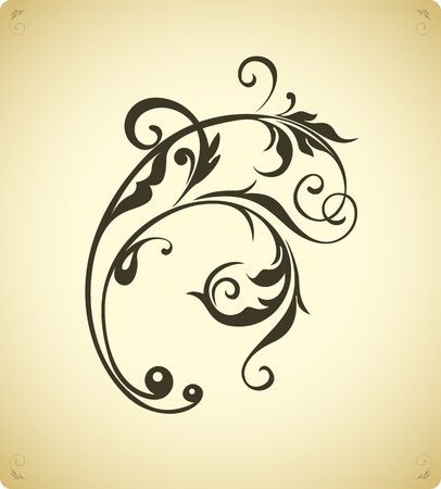 Vintage floral decoration elementのイラスト素材