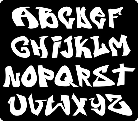 Graffiti font alphabet, abc lettersのイラスト素材